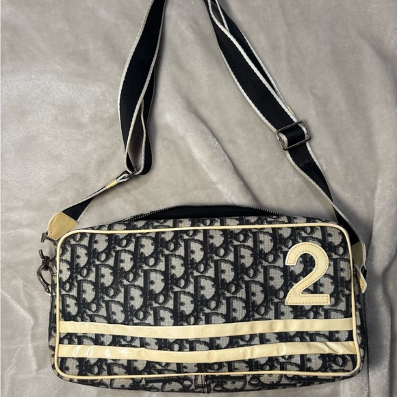 Dior Vintage Navy Oblique Trotter Canvas Monogram Shoulder Crossbody Bag - Picture 1 of 9